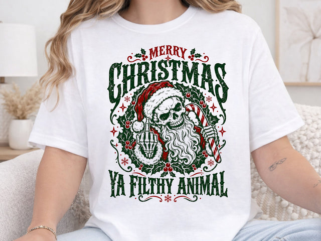 Ya Filthy Animal Christmas Skull PNG Art SVG DesignDestine 