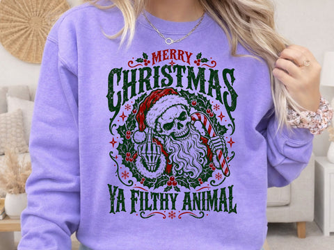 Ya Filthy Animal Christmas Skull PNG Art SVG DesignDestine 