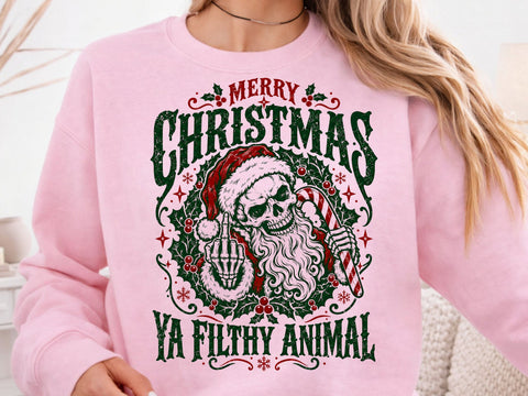 Ya Filthy Animal Christmas Skull PNG Art SVG DesignDestine 