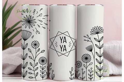 Ya Ya Floral Tumbler Wrap PNG Sublimation PixelChick 