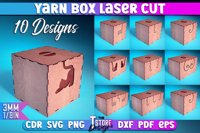 Yarn Box Laser Cut | Yarn Box Laser Cut Design | CNC Files SVG The T Store Design 