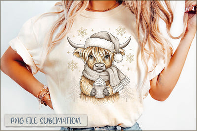 Yarn Christmas Highland Cow PNG, Santa Claus Sublimation Shetara Begum 