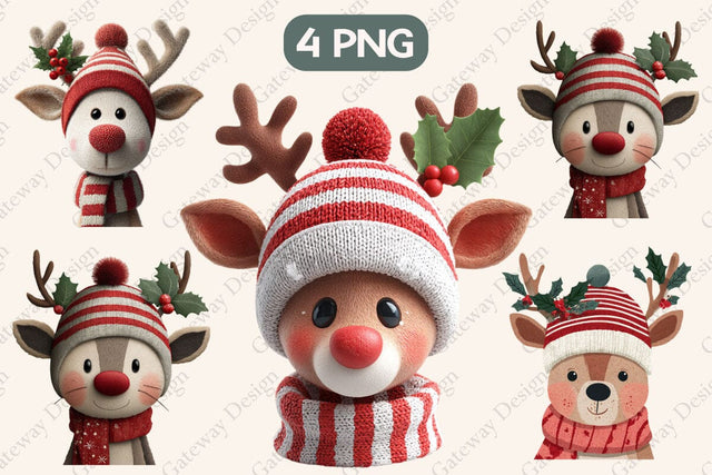 Yarn Crochet Christmas Reindeer PNG / Designs Sublimation designmaster24 