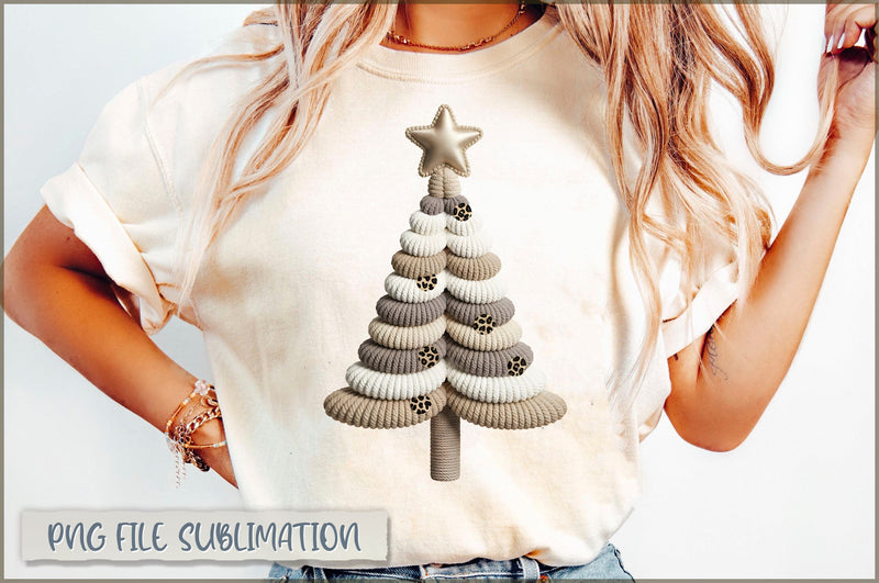 Yarn Faux Leopard Christmas Tree PNG Sublimation Shetara Begum 