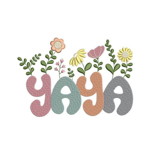 Yaya Flower Embroidery Design, Retro Mothers Day Embroidery File, 3 sizes, Instant Download Embroidery/Applique DESIGNS Nino Nadaraia 