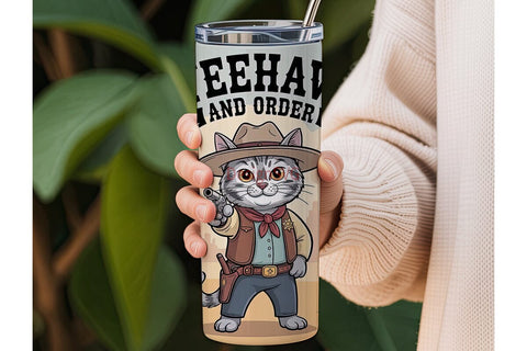 Yeehaw Cat 20oz Tumbler Wrap Sublimation DesignSVG 