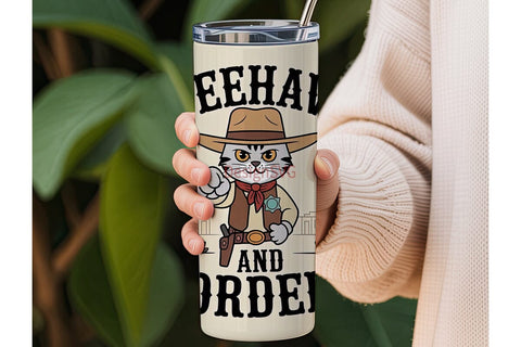 Yeehaw Cat 20oz Tumbler Wrap Sublimation DesignSVG 