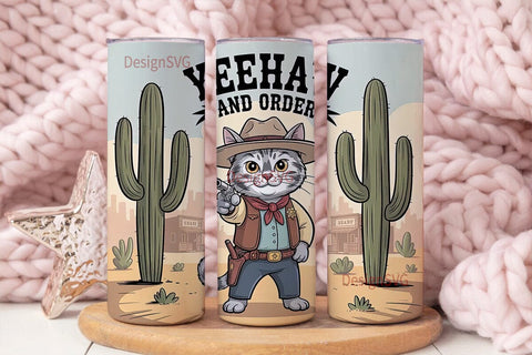 Yeehaw Cat 20oz Tumbler Wrap Sublimation DesignSVG 