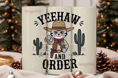 Yeehaw Cat 20oz Tumbler Wrap Sublimation DesignSVG 