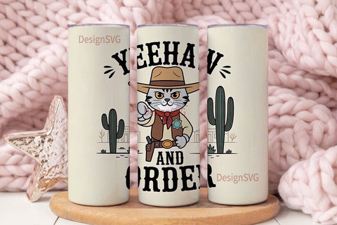Yeehaw Cat 20oz Tumbler Wrap Sublimation DesignSVG 