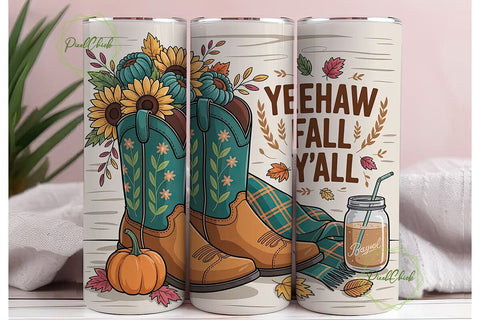 Yeehaw Fall Y'all 20oz Tumbler Wrap Sublimation PixelChick 