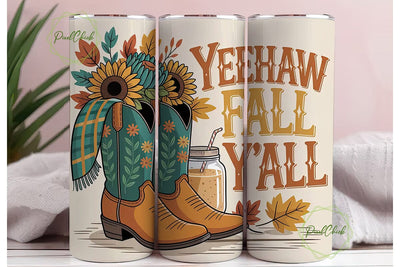 Yeehaw Fall Y'all 20oz Tumbler Wrap Sublimation PixelChick 
