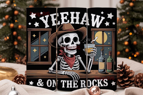 Yeehaw Skeleton 20oz Tumbler Wrap Sublimation DesignSVG 
