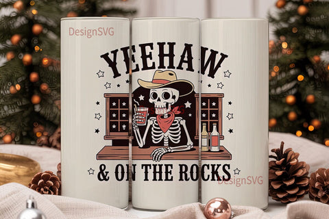 Yeehaw Skeleton 20oz Tumbler Wrap Sublimation DesignSVG 