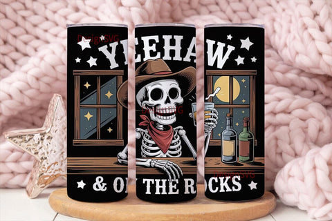Yeehaw Skeleton 20oz Tumbler Wrap Sublimation DesignSVG 