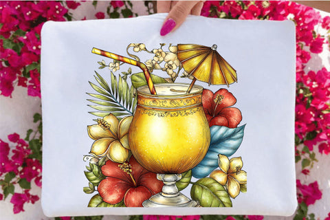 Yellow Beach Vacation Clipart Bundle. Sublimation SVGArt 