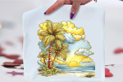 Yellow Beach Vacation Clipart Bundle. Sublimation SVGArt 