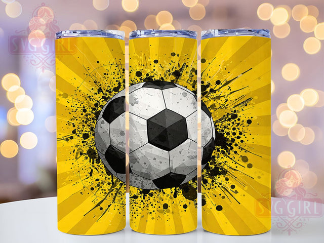 Yellow Black Soccer 20oz Tumbler Wrap, Yellow Black Tumbler, 20oz Sublimation Wrap, Sports Fan Drinkware, Soccer Mom Gift, Athletic Tumbler Design, Team Spirit Tumbler Sublimation SvggirlplusArt 