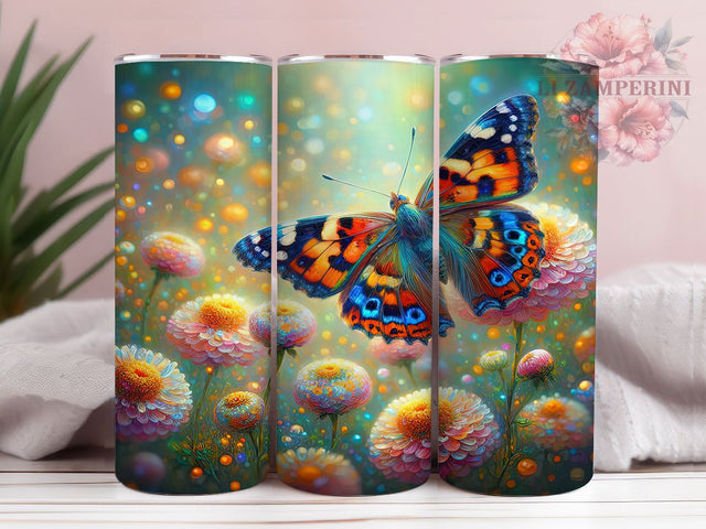 Yellow Blue Butterfly 20oz Tumbler, Wildflowers Tumbler Wrap, Sublimation Wrap, 20oz Tumbler Design, Inspirational Gift, PNG Tumbler Wrap, Floral Design Sublimation Li Zamperini 
