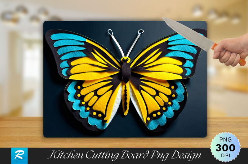 Yellow Butterfly Cutting Board Sublimation Regulrcrative 