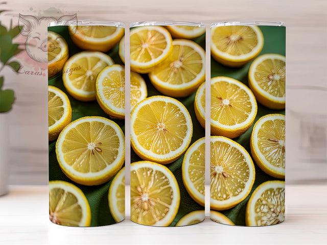 Yellow Citrus Lemon 20oz Tumbler Wrap, Citrus Tumbler Design, 20oz Sublimation Wrap, Fresh Fruit Tumbler, Summer Drinkware, Yellow Aesthetic Tumbler, Tropical Lemon Pattern Sublimation Lara' s Designs 