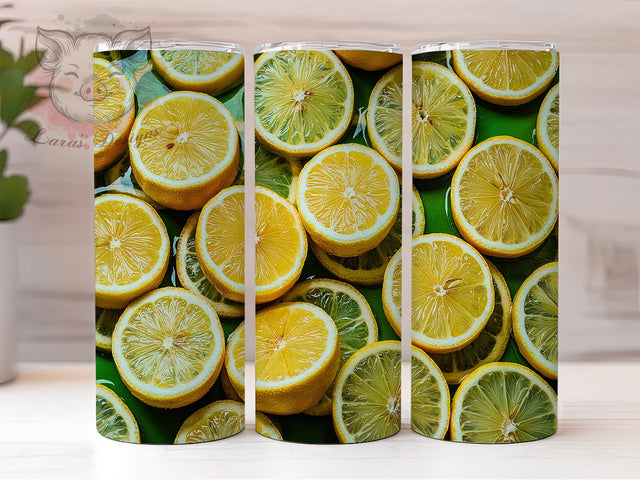 Yellow Citrus Lemon 20oz Tumbler Wrap, Citrus Tumbler Design, 20oz Sublimation Wrap, Fresh Fruit Tumbler, Summer Drinkware, Yellow Aesthetic Tumbler, Tropical Lemon Pattern Sublimation Lara' s Designs 