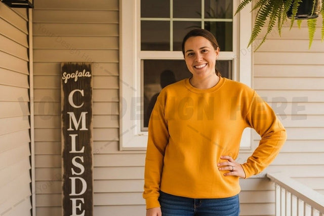 Yellow crew neck t-shirt mockup design Mock Up Photo Designangry 
