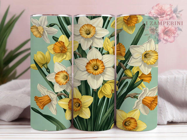 Yellow Daffodil Spring Floral Tumbler Wrap, Floral Tumbler Design, 20oz Sublimation PNG, Spring Flower Wrap, Yellow Floral Design, Daffodil Cup Design, Botanical Tumbler Sublimation Li Zamperini 