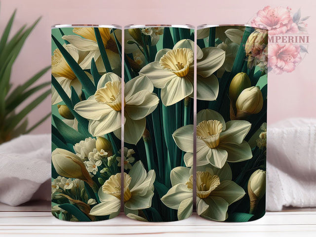 Yellow Daffodil Spring Floral Tumbler Wrap, Floral Tumbler Design, 20oz Sublimation PNG, Spring Flower Wrap, Yellow Floral Design, Daffodil Cup Design, Botanical Tumbler Sublimation Li Zamperini 