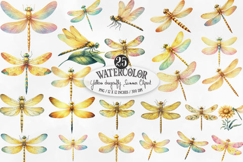 Yellow dragonfly Summer Clipart Sublimation SVGista 