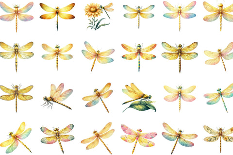 Yellow dragonfly Summer Clipart Sublimation SVGista 