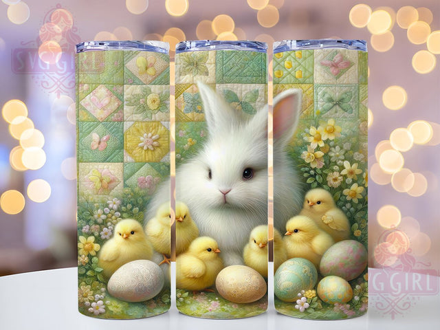 Yellow Floral Easter Bunny Tumbler, Spring Rabbit Tumbler, Easter Bunny Wrap, Bright Floral Wrap, Stylish 20oz Wrap, Sublimation Design, Trendy Gift Idea Sublimation SvggirlplusArt 