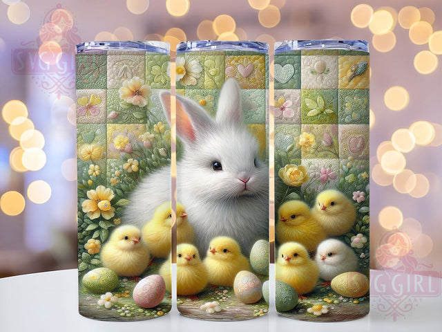 Yellow Floral Easter Bunny Tumbler, Spring Rabbit Tumbler, Easter Bunny Wrap, Bright Floral Wrap, Stylish 20oz Wrap, Sublimation Design, Trendy Gift Idea Sublimation SvggirlplusArt 