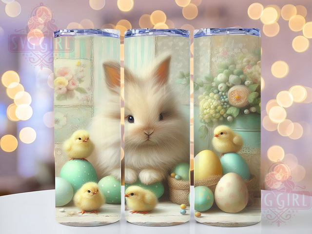Yellow Floral Easter Bunny Tumbler, Spring Rabbit Tumbler, Easter Bunny Wrap, Bright Floral Wrap, Stylish 20oz Wrap, Sublimation Design, Trendy Gift Idea Sublimation SvggirlplusArt 