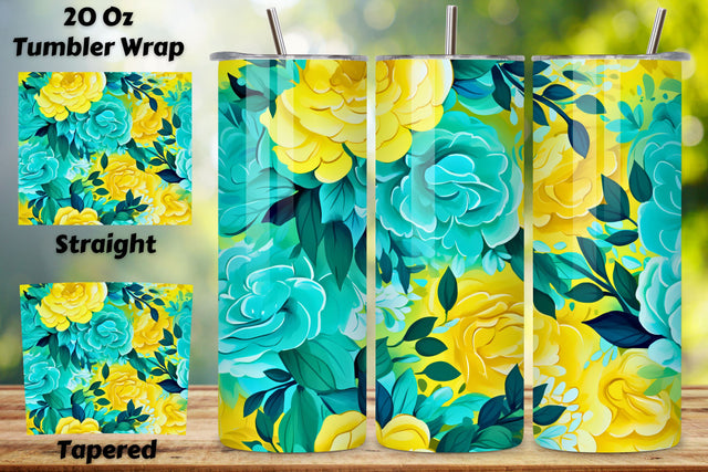 Yellow Floral Mirage Tumbler Wrap | Sublimation PNG design Sublimation FloridPrintables 