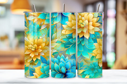 Yellow Floral Mirage Tumbler Wrap | Sublimation PNG design Sublimation FloridPrintables 