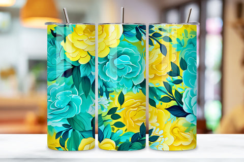 Yellow Floral Mirage Tumbler Wrap | Sublimation PNG design Sublimation FloridPrintables 