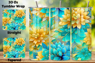 Yellow Floral Mirage Tumbler Wrap | Sublimation PNG design Sublimation FloridPrintables 