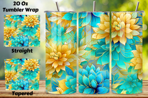 Yellow Floral Mirage Tumbler Wrap | Sublimation PNG design Sublimation FloridPrintables 