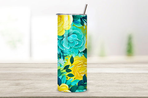Yellow Floral Mirage Tumbler Wrap | Sublimation PNG design Sublimation FloridPrintables 