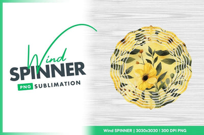 Yellow floral wind spinner round design Sublimation Regulrcrative 