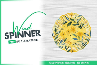 Yellow floral wind spinner round sublimation design Sublimation Regulrcrative 