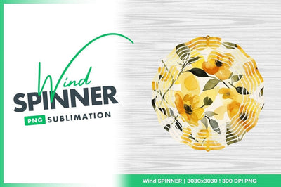 Yellow floral wind spinner round sublimation design Sublimation Regulrcrative 