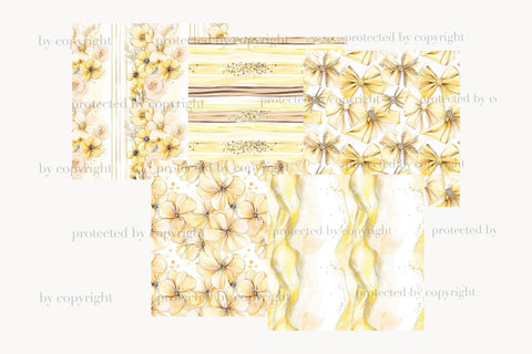 Yellow Flowers Digital Paper | Planner Journaling Patterns Digital Pattern GlamArtZhanna 
