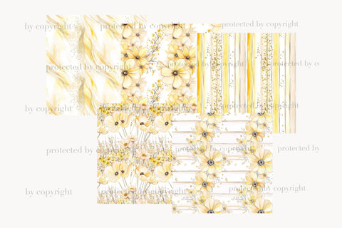 Yellow Flowers Digital Paper | Planner Journaling Patterns Digital Pattern GlamArtZhanna 
