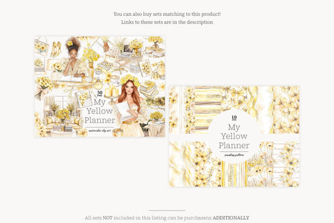 Yellow Flowers Digital Paper | Planner Journaling Patterns Digital Pattern GlamArtZhanna 