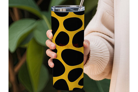 Yellow Giraffe Print 20oz Tumbler Wrap Sublimation DesignSVG 