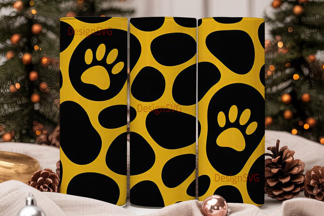 Yellow Giraffe Print 20oz Tumbler Wrap Sublimation DesignSVG 