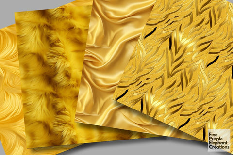 Yellow Glam Digital Paper | Luxury Glitter Art Deco Digital Pattern Fine Purple Elephant Creations 