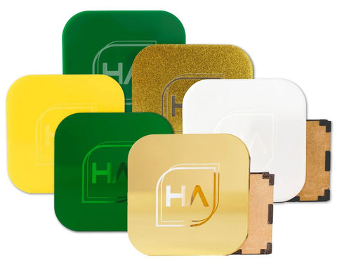 Yellow, Green and Gold Acrylic Team Bundle | 6 1/8" 12 x 19 Sheets Physical Houston Acrylic 